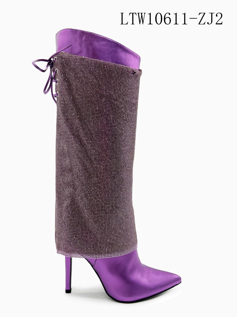 Glamorous Mesh Overlay High-Heel Boots Glamorous Mesh Overlay High-Heel Boots