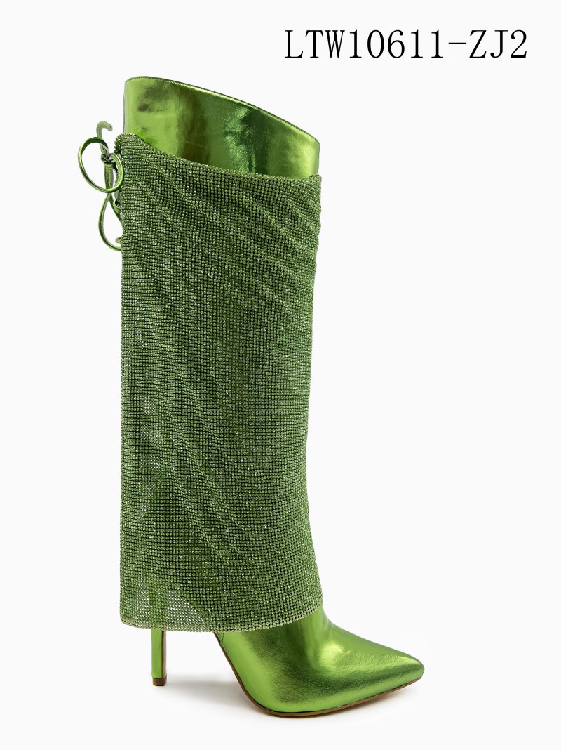 Glamorous Mesh Overlay High-Heel Boots Glamorous Mesh Overlay High-Heel Boots